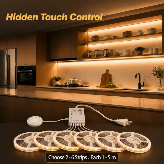 Hidden Touch Sensor COB LED Strip Light Kit - Cuttable & Stepless Dimming