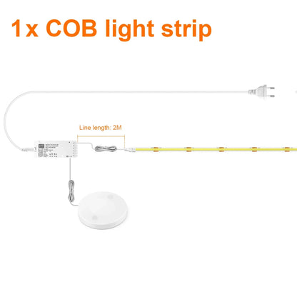 Dimmable Under Cabinet COB LED Strip Lights with Hand Touch Motion Sensor Switch