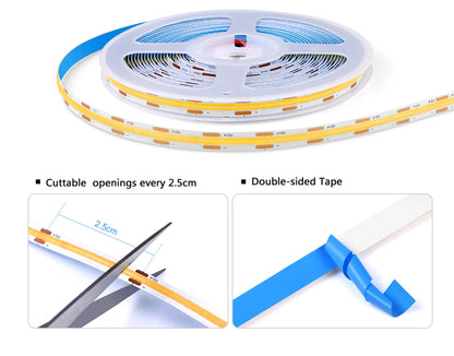 Dimmable Under Cabinet COB LED Strip Lights with Hand Touch Motion Sensor Switch
