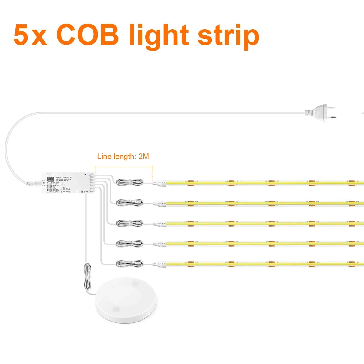 Dimmable Under Cabinet COB LED Strip Lights with Hand Touch Motion Sensor Switch