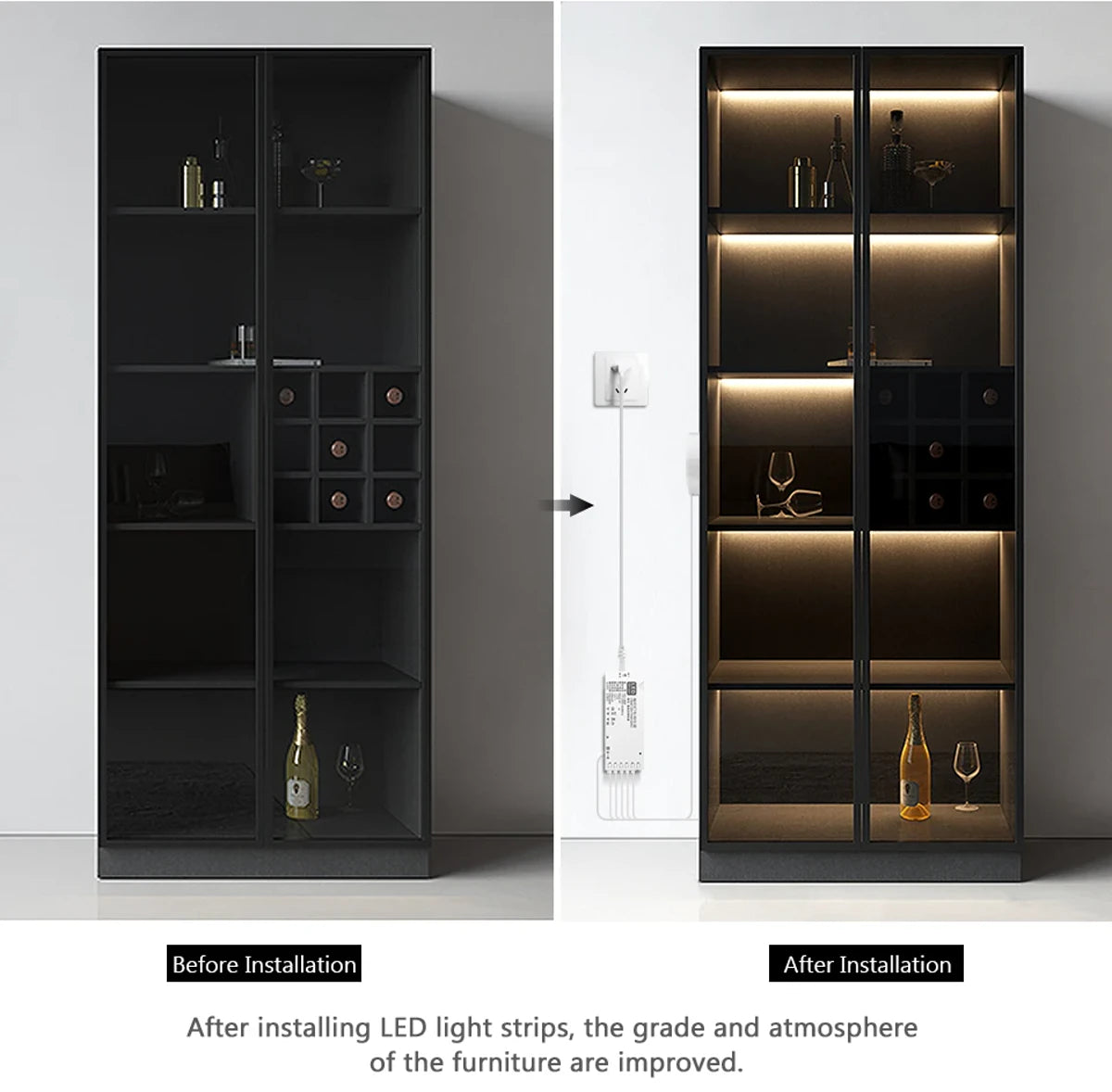 Dimmable Under Cabinet COB LED Strip Lights with Hand Touch Motion Sensor Switch