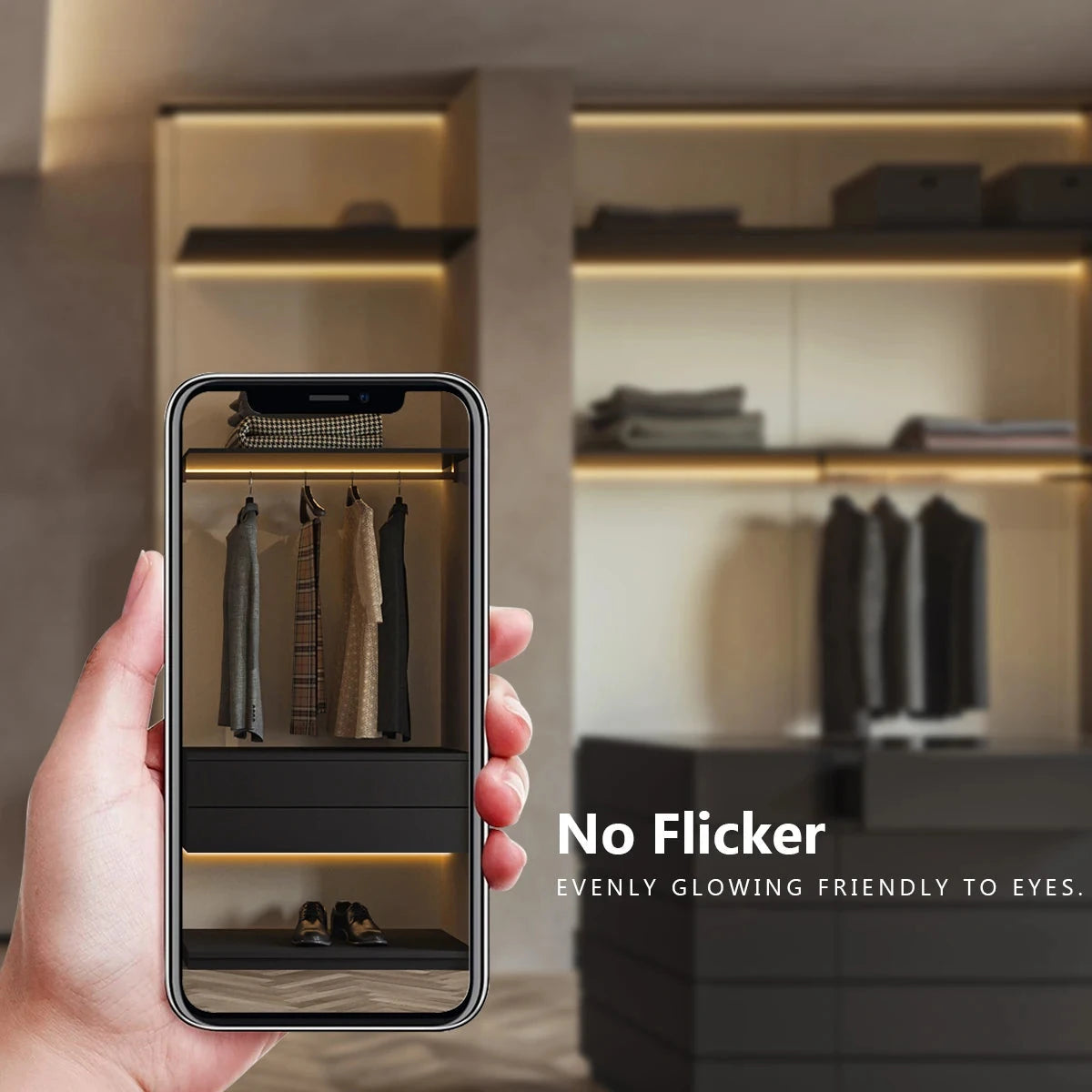 Dimmable Under Cabinet COB LED Strip Lights with Hand Touch Motion Sensor Switch