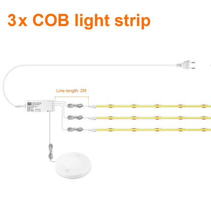 Dimmable Under Cabinet COB LED Strip Lights with Hand Touch Motion Sensor Switch