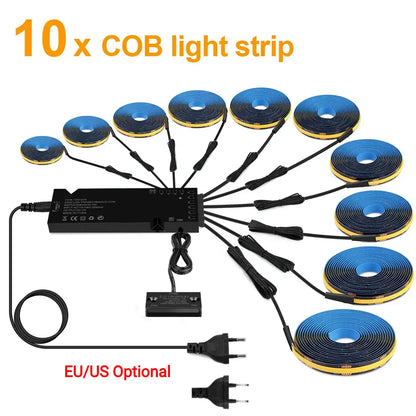 Double-Door Sensor COB LED Strip Light Kit - 320 LEDs/m for Cabinets, Black PCB