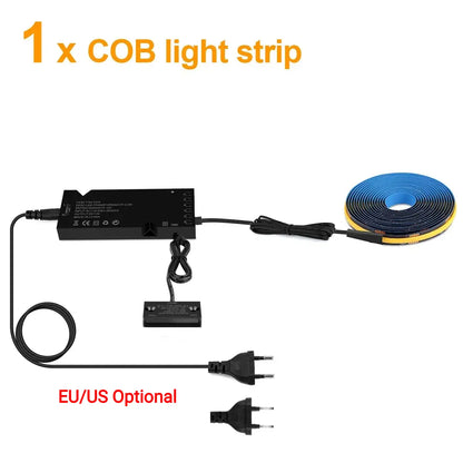 Double-Door Sensor COB LED Strip Light Kit - 320 LEDs/m for Cabinets, Black PCB