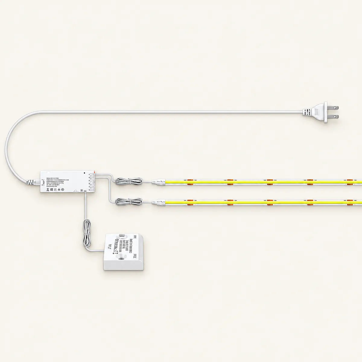Doppeltür-Sensorgesteuertes COB-LED-Streifen-Set – 320 LEDs/m für Schränke, weiße Platine