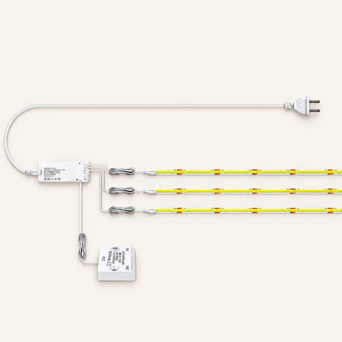 Doppeltür-Sensorgesteuertes COB-LED-Streifen-Set – 320 LEDs/m für Schränke, weiße Platine