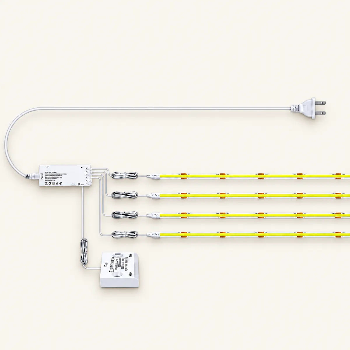 Doppeltür-Sensorgesteuertes COB-LED-Streifen-Set – 320 LEDs/m für Schränke, weiße Platine
