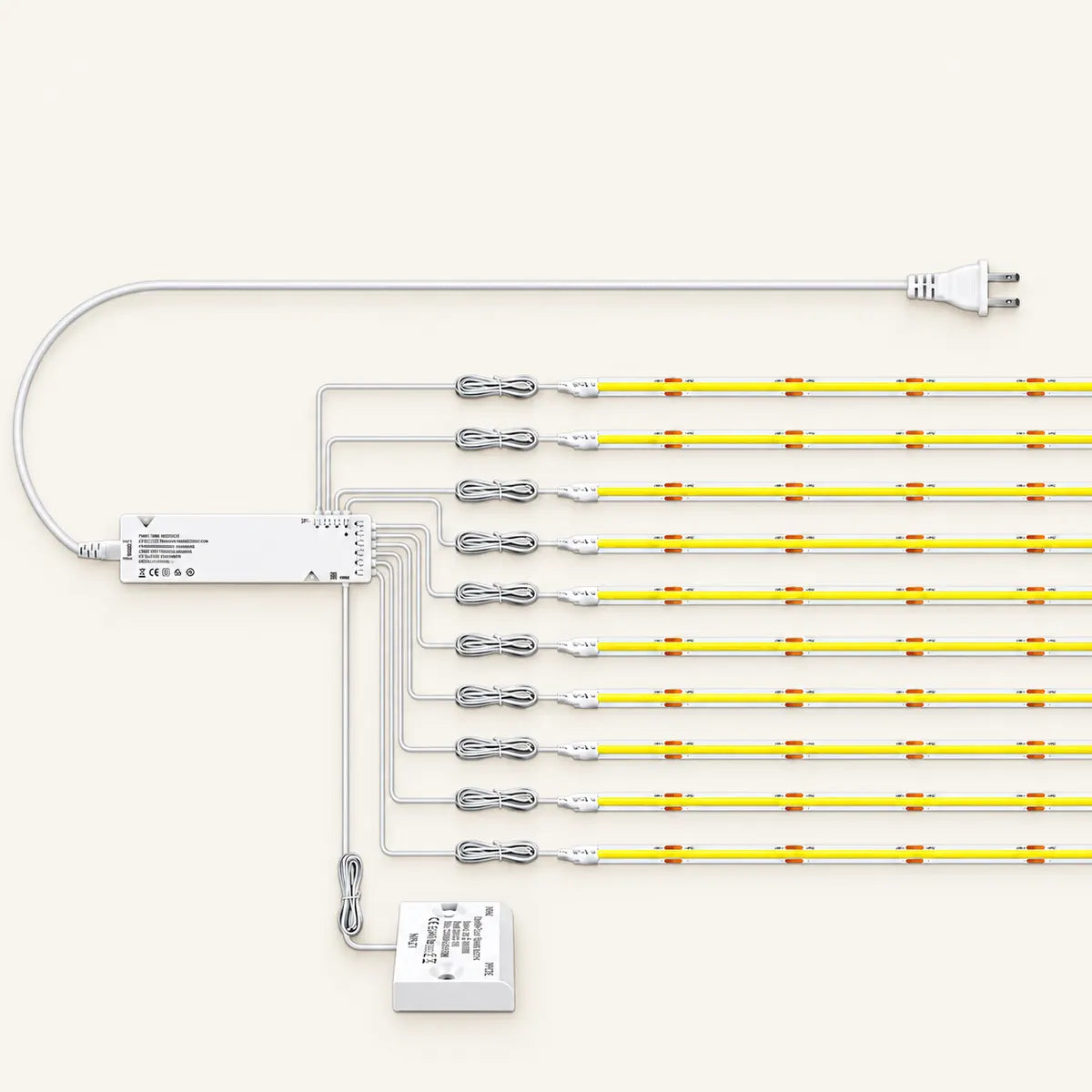 Doppeltür-Sensorgesteuertes COB-LED-Streifen-Set – 320 LEDs/m für Schränke, weiße Platine