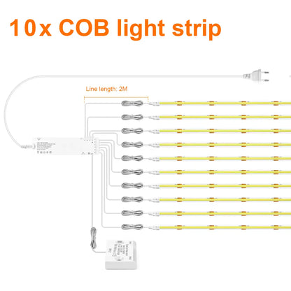 Double-Door Sensor COB LED Strip Light Kit - 320 LEDs/m for Cabinets, White PCB