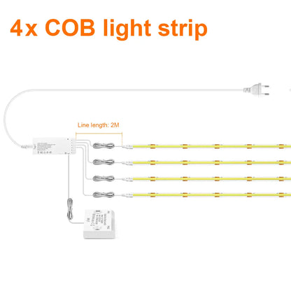 Double-Door Sensor COB LED Strip Light Kit - 320 LEDs/m for Cabinets, White PCB