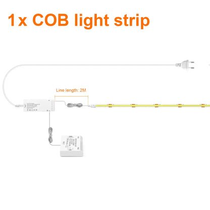 Double-Door Sensor COB LED Strip Light Kit - 320 LEDs/m for Cabinets, White PCB
