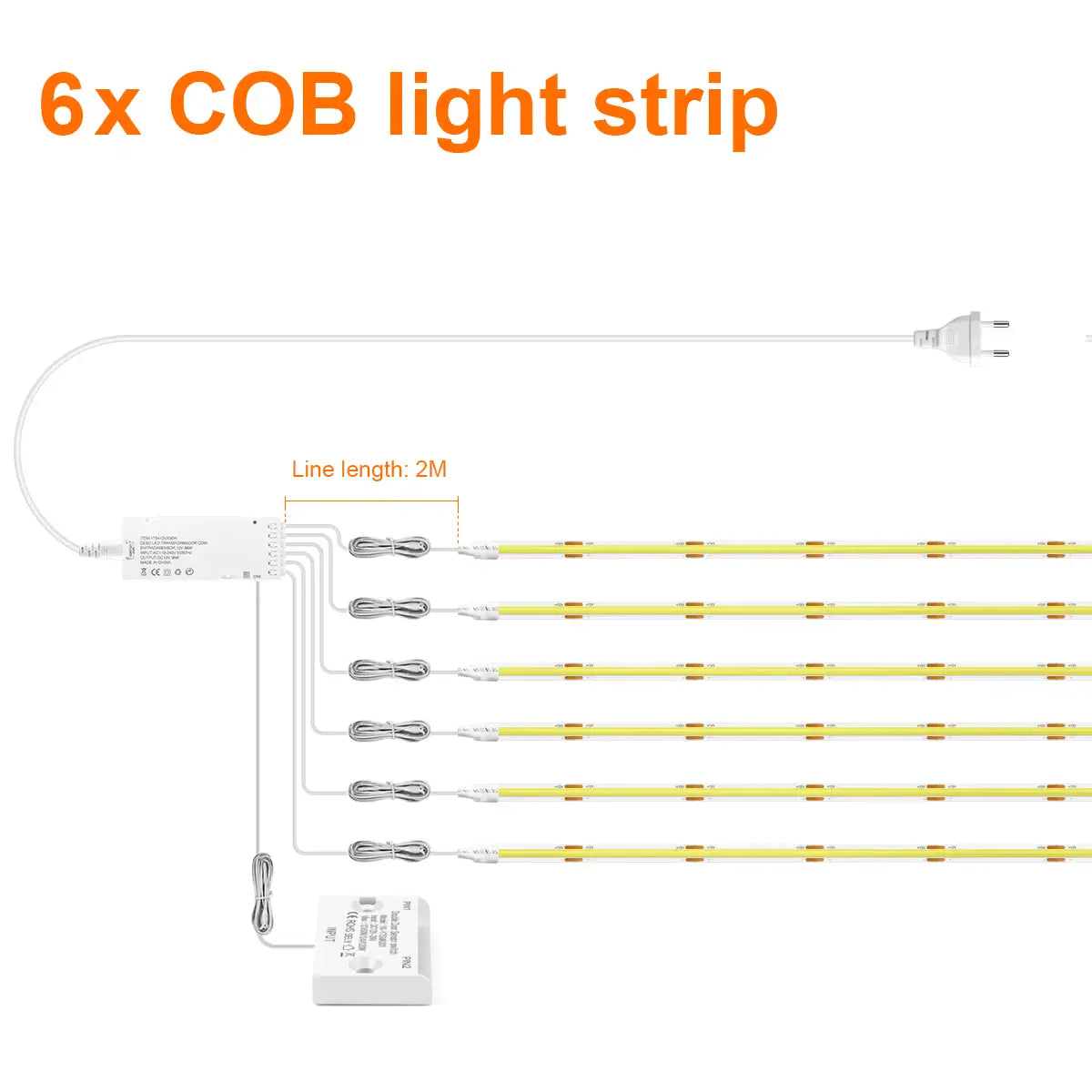 Double-Door Sensor COB LED Strip Light Kit - 320 LEDs/m for Cabinets, White PCB