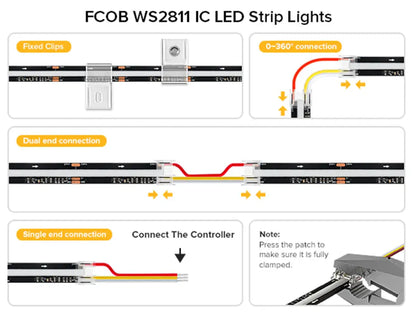 Dream Color RGBIC Addressable COB LED Strip - 630/720 LEDs/m, 12V/24V