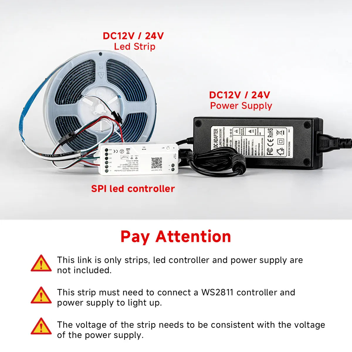 Dream Color RGBIC Addressable COB LED Strip - 630/720 LEDs/m, 12V/24V