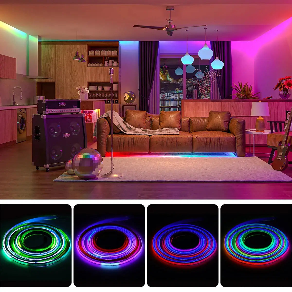 Dream Color RGBIC Addressable COB LED Strip - 630/720 LEDs/m, 12V/24V