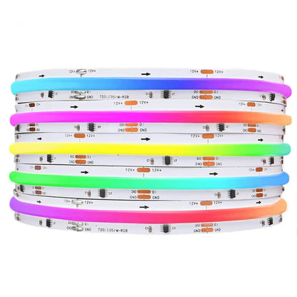 RGBIC Addressable COB LED Strip - WS2811, Dream Color 720 LEDs/m, 12V/24V, White PCB