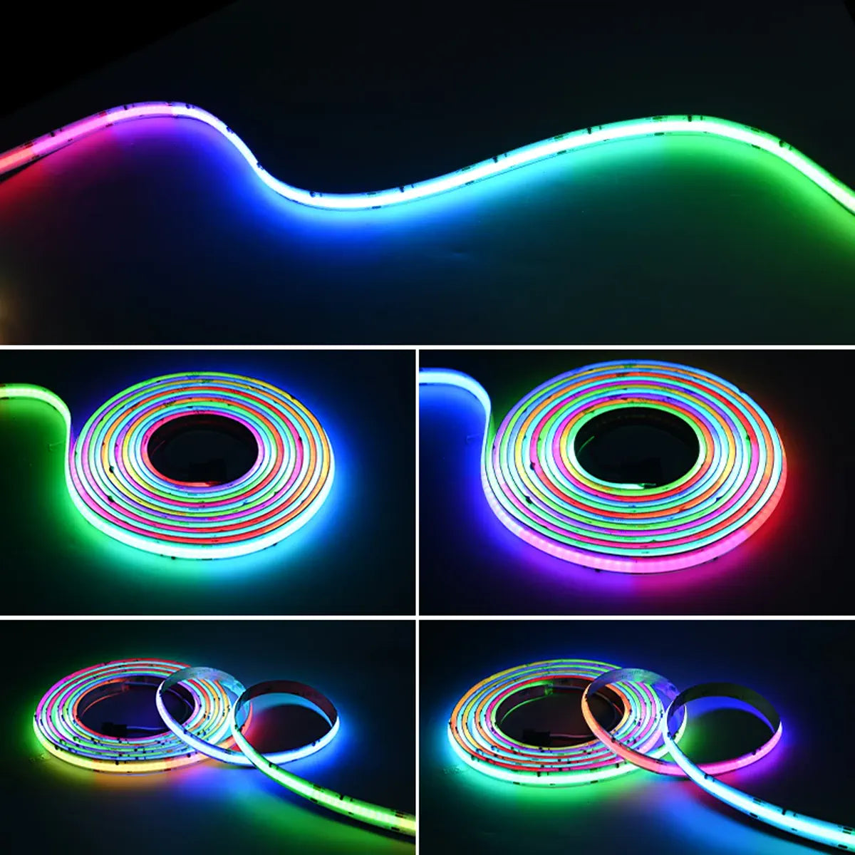 RGBIC Addressable COB LED Strip - WS2811, Dream Color 720 LEDs/m, 12V/24V, White PCB