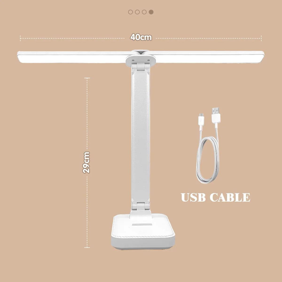Dual-Head USB Desk Lamp - 3 Lighting Modes, Rechargeable, Stepless Dimmable