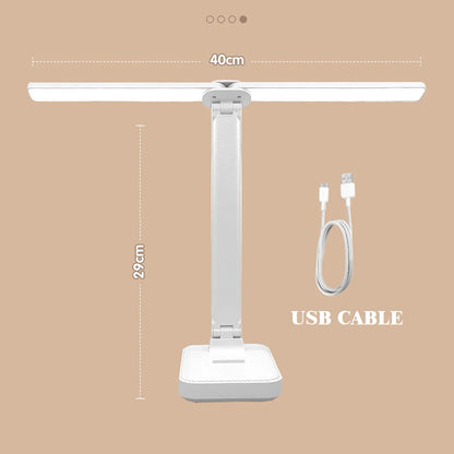 Dual-Head USB Desk Lamp - 3 Lighting Modes, Rechargeable, Stepless Dimmable