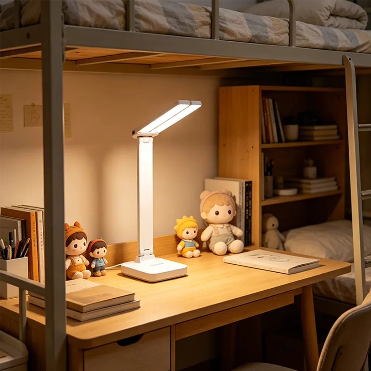 Dual-Head USB Desk Lamp - 3 Lighting Modes, Rechargeable, Stepless Dimmable