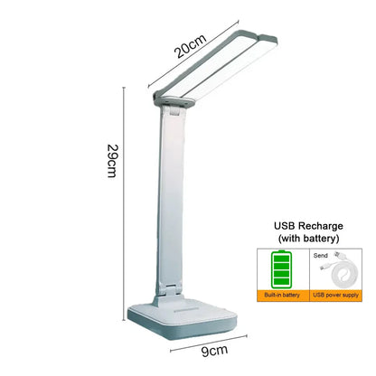 Dual-Head USB Desk Lamp - 3 Lighting Modes, Rechargeable, Stepless Dimmable