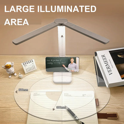Dual-Head USB Desk Lamp - 3 Lighting Modes, Rechargeable, Stepless Dimmable