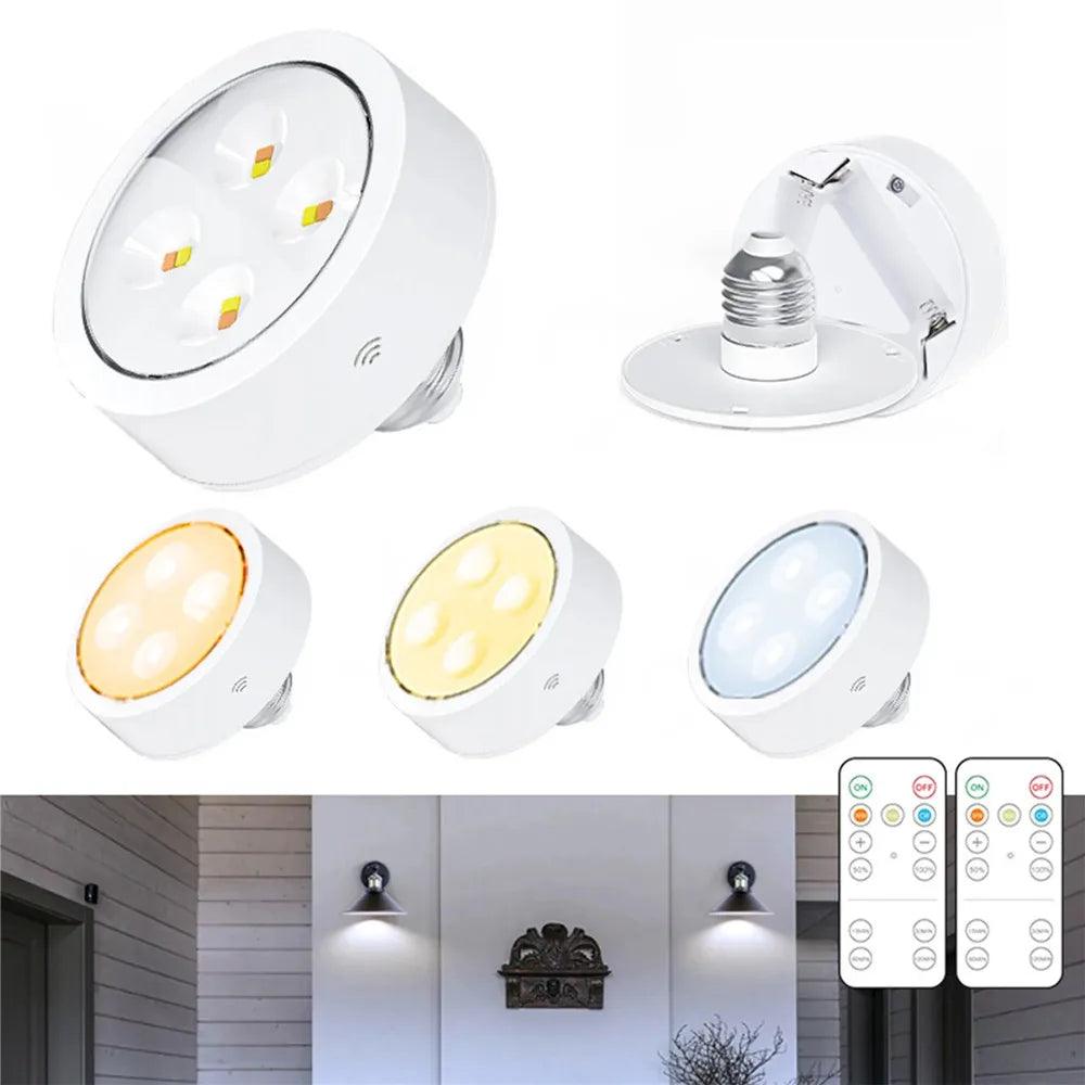 E26/E27 Base 3 Colors Remote Control Under Cabinet Led Puck Lights (White) - Lumaz