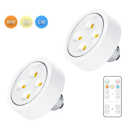 E26E27 Base 3 Colors Remote Control Under Cabinet Led Puck Lights White - Lumaz