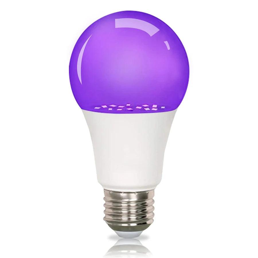 E27 9W Purple Black Light LED Bulb 395nm Purple Glow - Lumaz