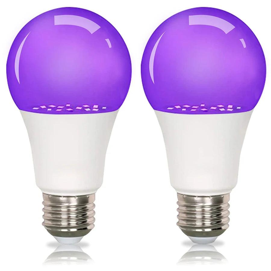 E27 9W Purple Black Light LED Bulb 395nm Purple Glow - Lumaz