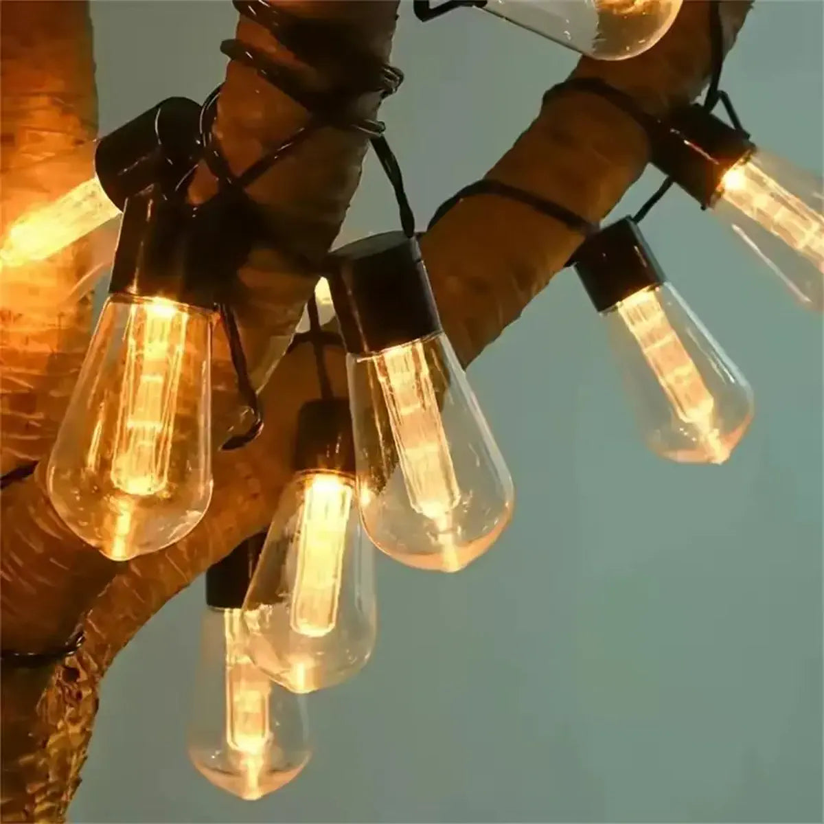 Edison-Style Solar String Lights - Shatterproof Bulbs, 8 Modes