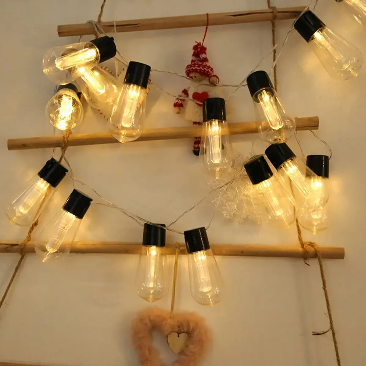 Edison-Style Solar String Lights - Shatterproof Bulbs, 8 Modes