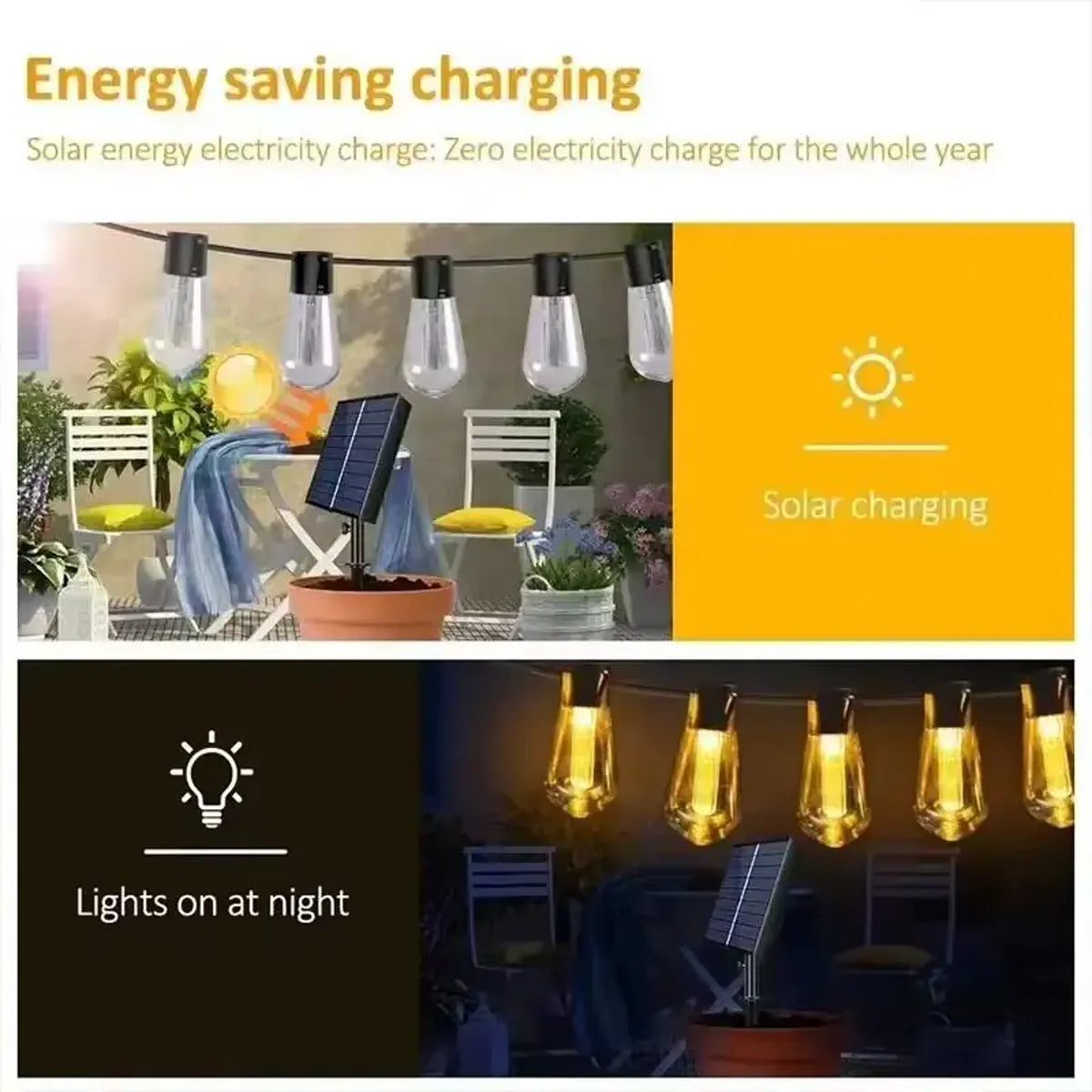 Solar charging during the day and bulb lighting at night