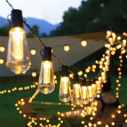 Edison-Style Solar String Lights - Shatterproof Bulbs, 8 Modes