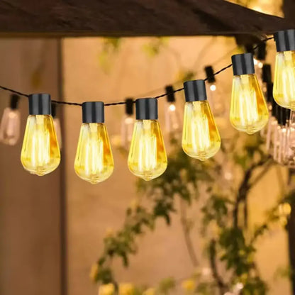 Edison-Style Solar String Lights - Shatterproof Bulbs, 8 Modes