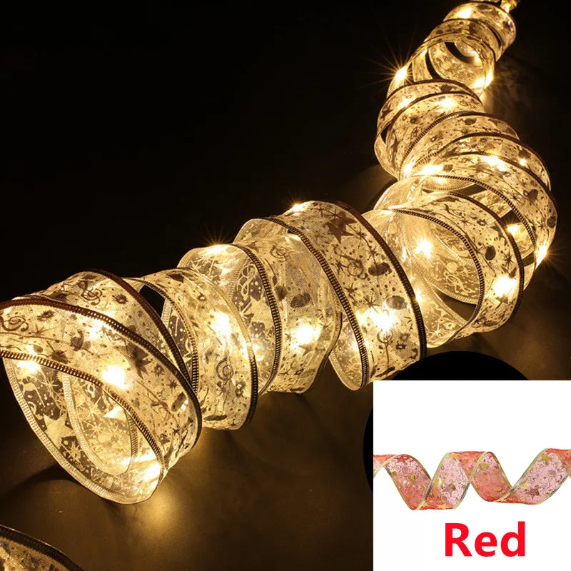 Fairy LED Christmas Lights Christmas Ribbon Copper Wire Lights With Battery Powered - Lumaz