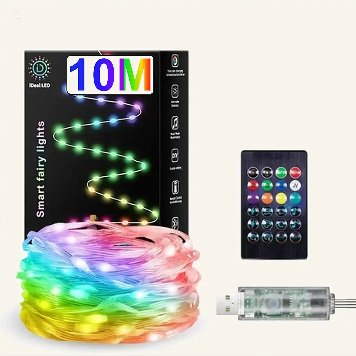 USB RGBIC Smart Christmas Tree Lights - DIY Music Modes, Remote Control, IP65
