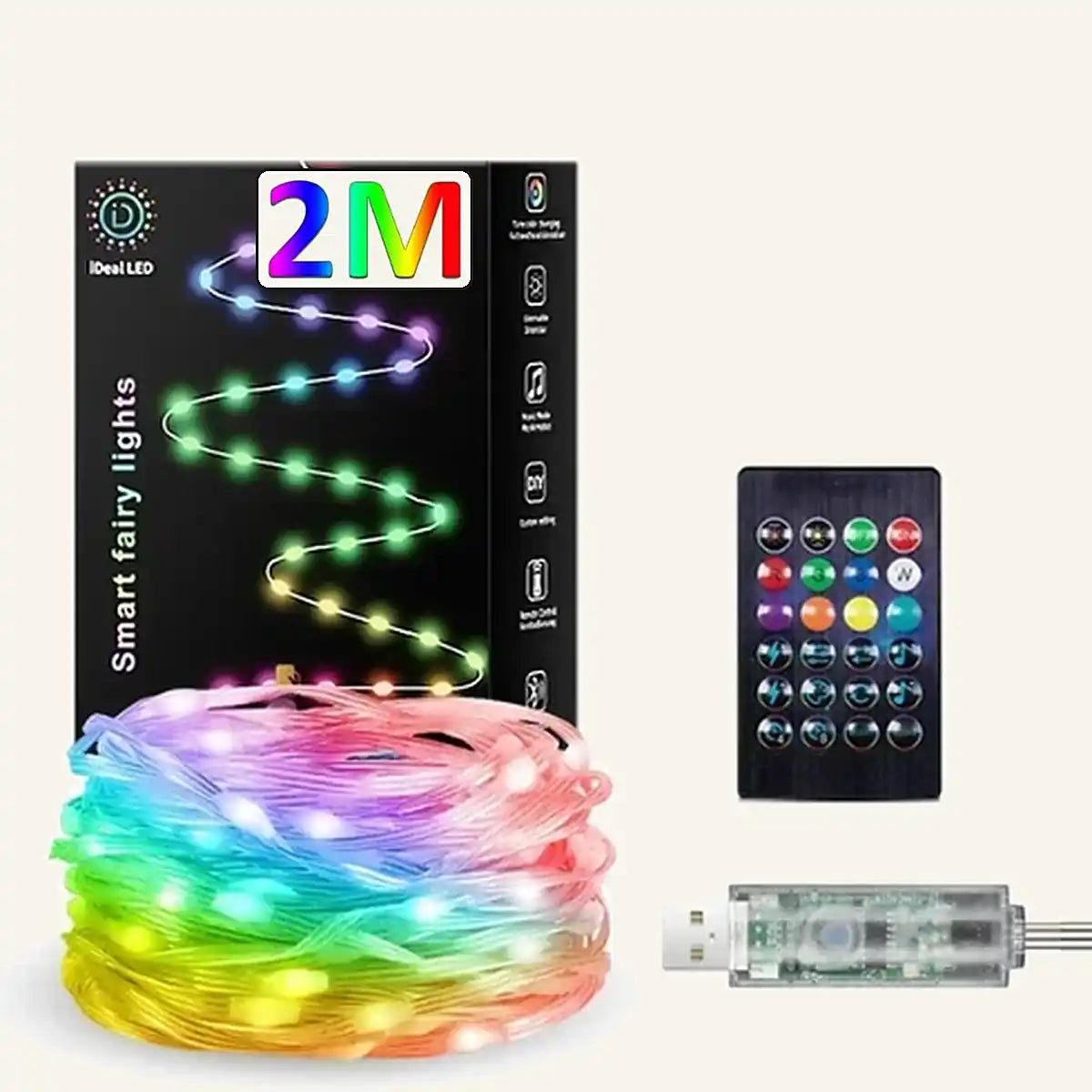 USB RGBIC Smart Christmas Tree Lights - DIY Music Modes, Remote Control, IP65