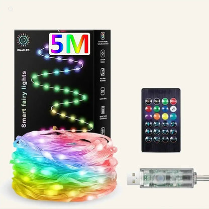USB RGBIC Smart Christmas Tree Lights - DIY Music Modes, Remote Control, IP65