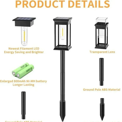 Craftsman Square Solar Pathway Lights - Dusk-to-Dawn, IP65 Rated