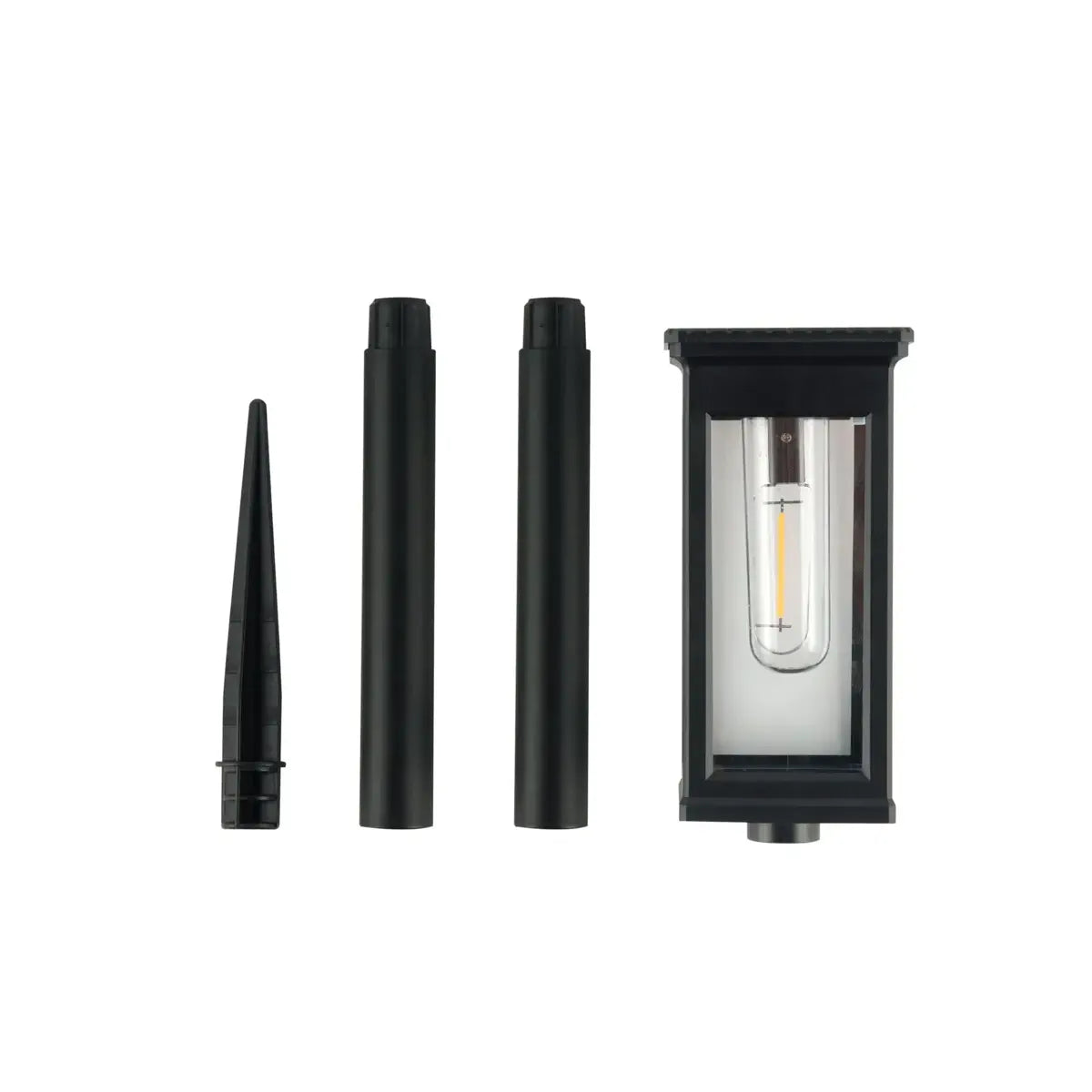 Solar lantern head, two pole sections and ground spike