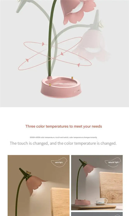 Flower LED Desk Lamp Multi-function Student Reading Lamp Eye Protection Table Light