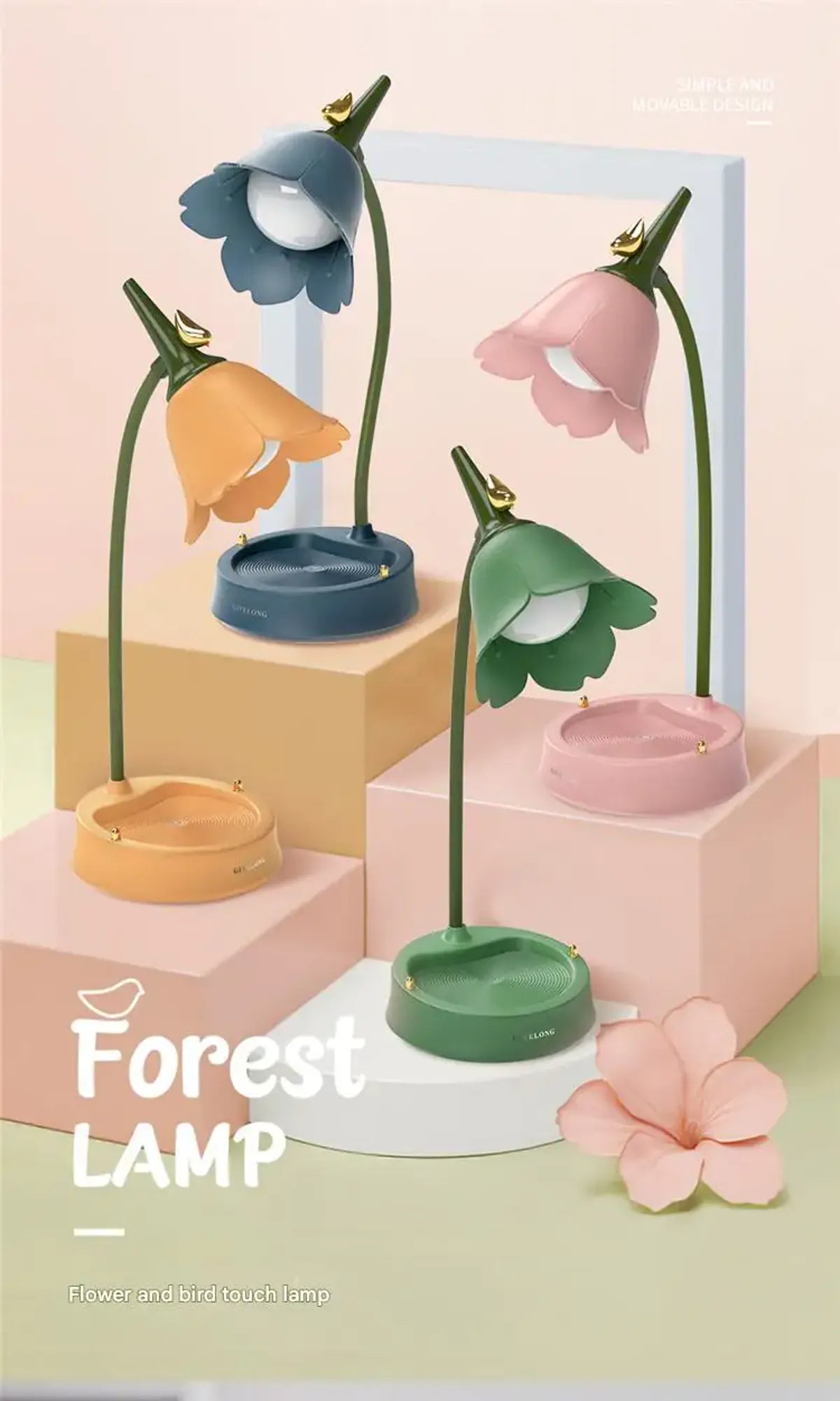 Flower LED Desk Lamp Multi-function Student Reading Lamp Eye Protection Table Light