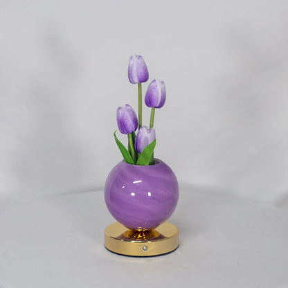 Glowing Tulip Bouquet Table Lamp - 3-Color Dimming, USB Rechargeable