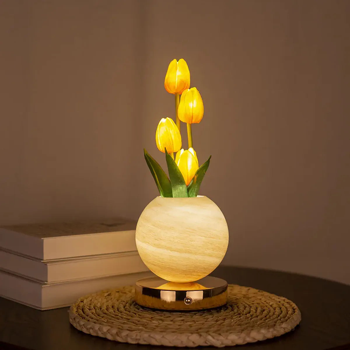 Glowing Tulip Bouquet Table Lamp - 3-Color Dimming, USB Rechargeable