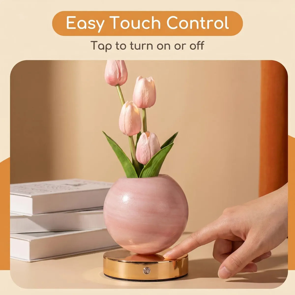 Glowing Tulip Bouquet Table Lamp - 3-Color Dimming, USB Rechargeable