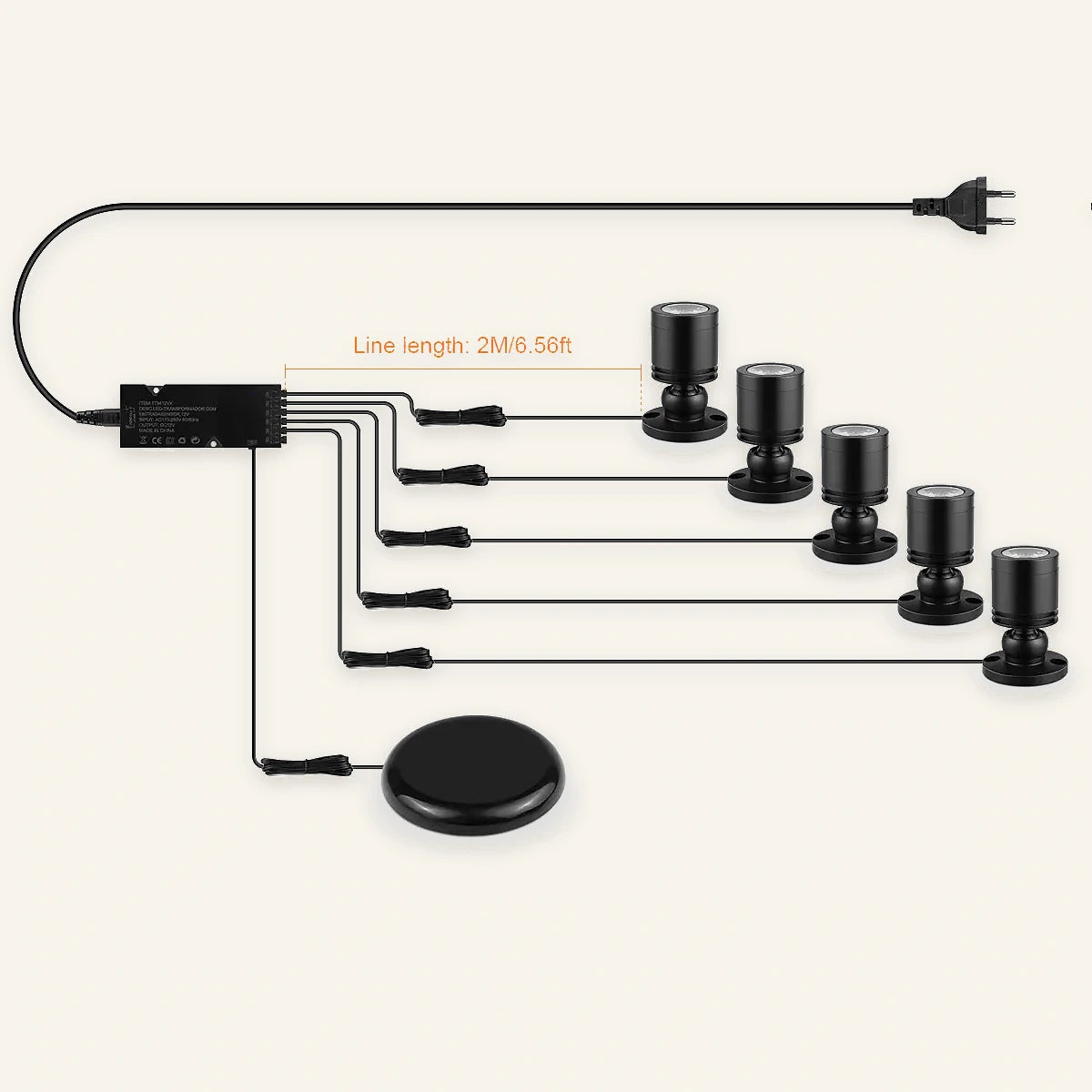 Verstecktes Touch-Sensor-LED-Schrankleuchten-Set – 12V 3W, dimmbar