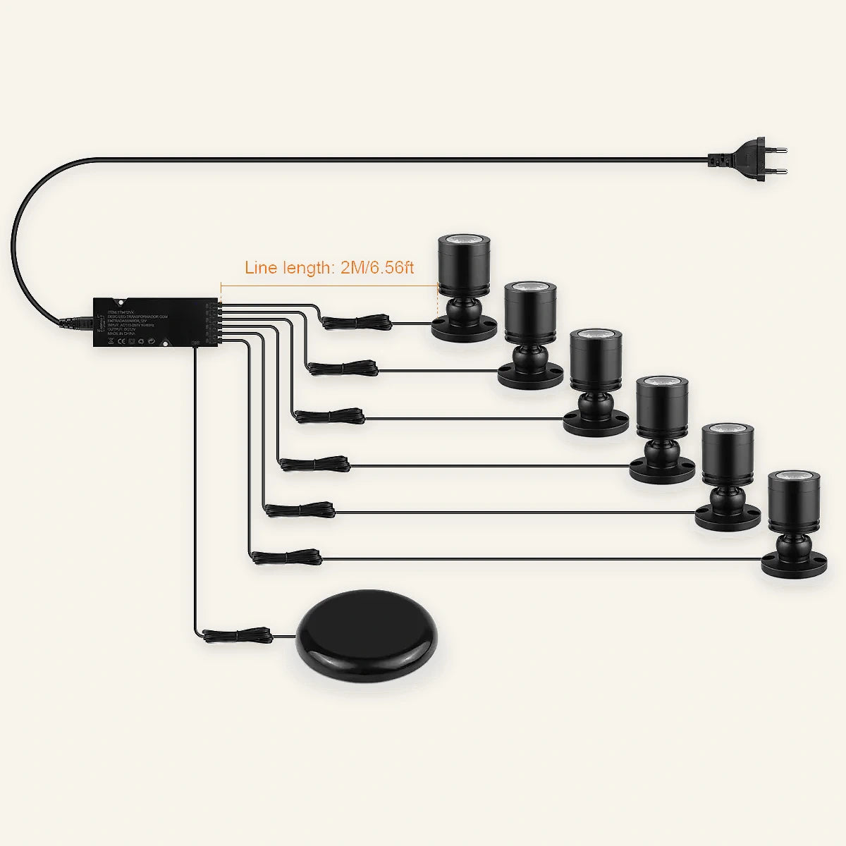 Verstecktes Touch-Sensor-LED-Schrankleuchten-Set – 12V 3W, dimmbar