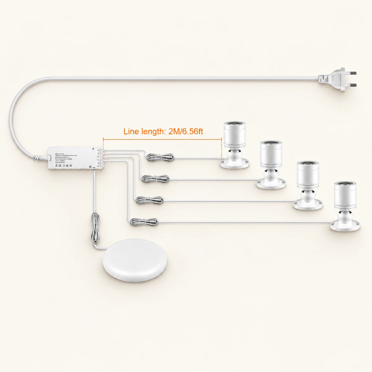 Verstecktes Touch-Sensor-LED-Schrankleuchten-Set – 12V 3W, dimmbar